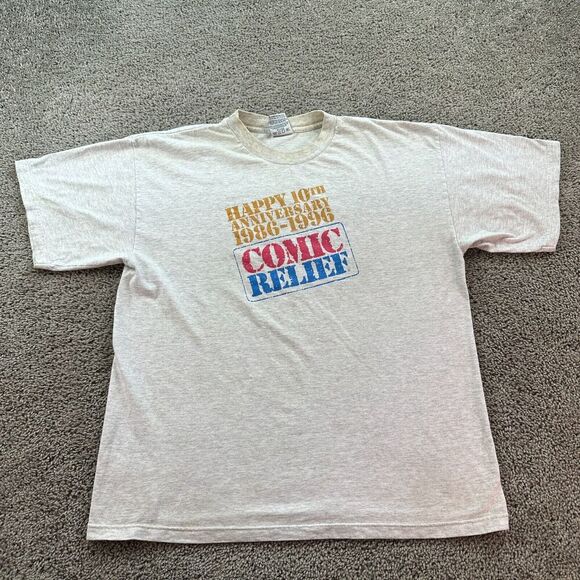 VINTAGE 1996 Comic Relief Shirt Mens XL Stand Up Comedians 10th Anniversary FLAW - Picture 1 of 16